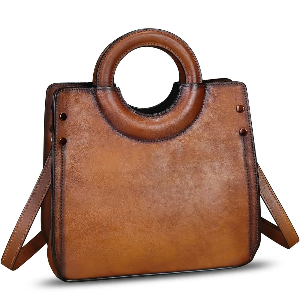 Genuine Leather Satchel Leather Handbag Top Handle Bags Handmade B)